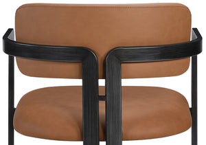 Meridian Furniture Aurum Cognac Vegan Leather Counter Stool with Graphite Iron Frame Modern Kitchen 88096Cognac-C