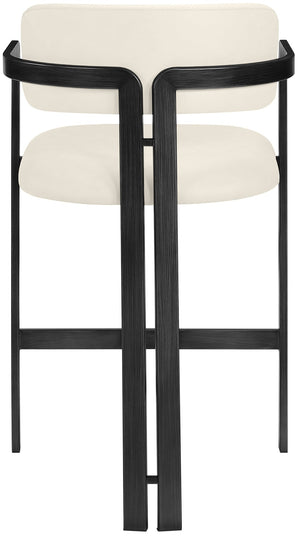 Meridian Furniture Aurum Sculptural Vegan Leather Counter Stool with Powder-coated Iron Frame 88096Cream-C
