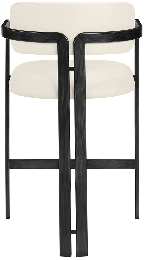 Meridian Furniture Aurum Sculptural Vegan Leather Counter Stool with Powder-coated Iron Frame 88096Cream-C