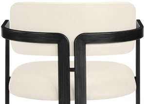 Meridian Furniture Aurum Sculptural Vegan Leather Counter Stool with Powder-coated Iron Frame 88096Cream-C