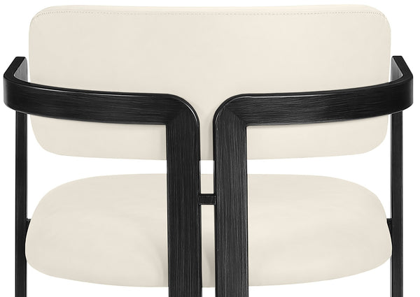 Meridian Furniture Aurum Sculptural Vegan Leather Counter Stool with Powder-coated Iron Frame 88096Cream-C