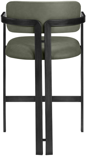 Meridian Furniture Aurum Sage Green Vegan Leather Counter Stool with Sculptural Iron Frame 88096Green-C