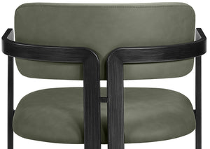 Meridian Furniture Aurum Sage Green Vegan Leather Counter Stool with Sculptural Iron Frame 88096Green-C