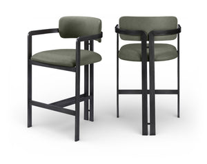 Meridian Furniture Aurum Sage Green Vegan Leather Counter Stool with Sculptural Iron Frame 88096Green-C