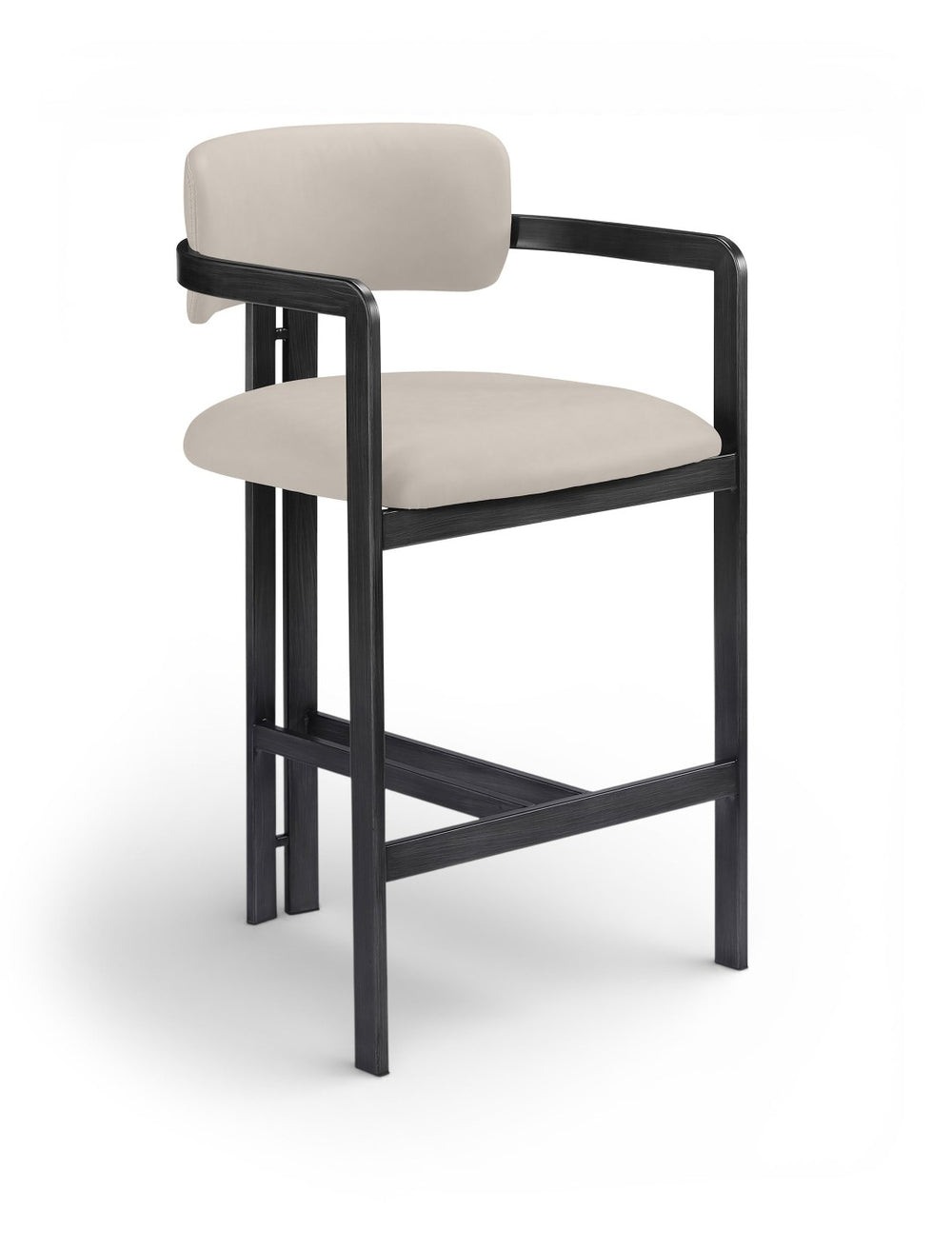Meridian Furniture Aurum Vegan Leather Counter Stool with Iron Frame for Kitchen Island Bar 88096Taupe-C