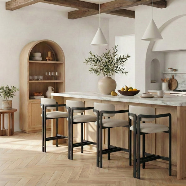 Meridian Furniture Aurum Vegan Leather Counter Stool with Iron Frame for Kitchen Island Bar 88096Taupe-C