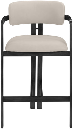 Meridian Furniture Aurum Vegan Leather Counter Stool with Iron Frame for Kitchen Island Bar 88096Taupe-C