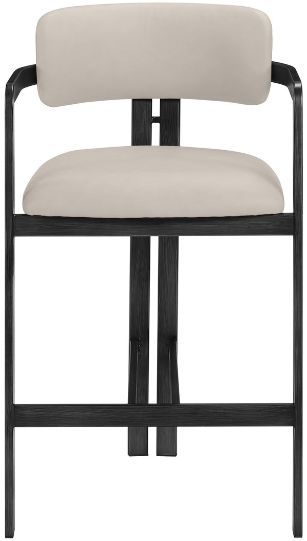 Meridian Furniture Aurum Vegan Leather Counter Stool with Iron Frame for Kitchen Island Bar 88096Taupe-C