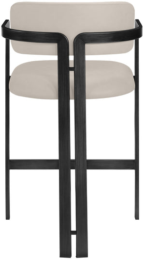 Meridian Furniture Aurum Vegan Leather Counter Stool with Iron Frame for Kitchen Island Bar 88096Taupe-C