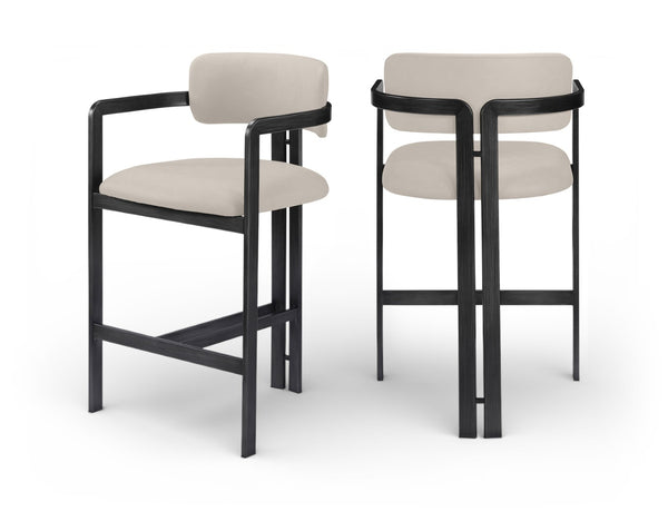 Meridian Furniture Aurum Vegan Leather Counter Stool with Iron Frame for Kitchen Island Bar 88096Taupe-C