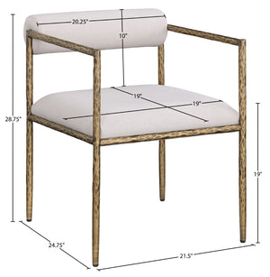 Meridian Furniture Axis Beige Linen Upholstered Dining Chair with Brushed Brass Iron Legs Modern Style 88097Beige-C