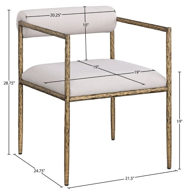 Meridian Furniture Axis Beige Linen Upholstered Dining Chair with Brushed Brass Iron Legs Modern Style 88097Beige-C