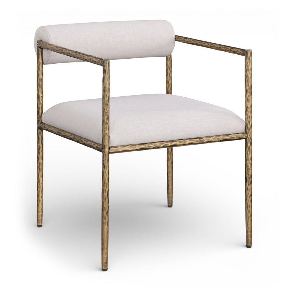 Meridian Furniture Axis Beige Linen Upholstered Dining Chair with Brushed Brass Iron Legs Modern Style 88097Beige-C