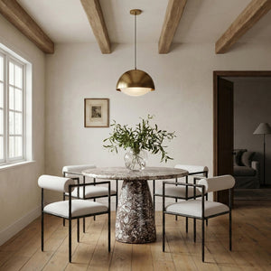 Meridian Furniture Axis Beige Linen Upholstered Dining Chair with Brushed Brass Iron Legs Modern Style 88097Beige-C