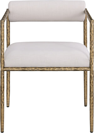 Meridian Furniture Axis Beige Linen Upholstered Dining Chair with Brushed Brass Iron Legs Modern Style 88097Beige-C