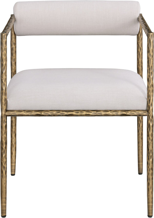 Meridian Furniture Axis Beige Linen Upholstered Dining Chair with Brushed Brass Iron Legs Modern Style 88097Beige-C