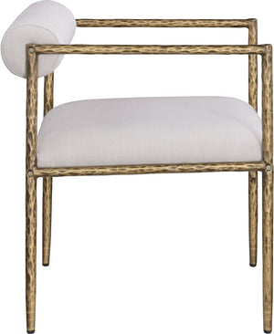 Meridian Furniture Axis Beige Linen Upholstered Dining Chair with Brushed Brass Iron Legs Modern Style 88097Beige-C