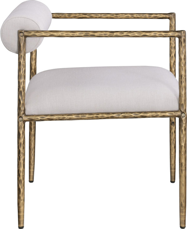 Meridian Furniture Axis Beige Linen Upholstered Dining Chair with Brushed Brass Iron Legs Modern Style 88097Beige-C
