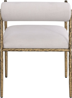 Meridian Furniture Axis Beige Linen Upholstered Dining Chair with Brushed Brass Iron Legs Modern Style 88097Beige-C