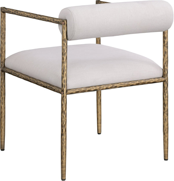 Meridian Furniture Axis Beige Linen Upholstered Dining Chair with Brushed Brass Iron Legs Modern Style 88097Beige-C