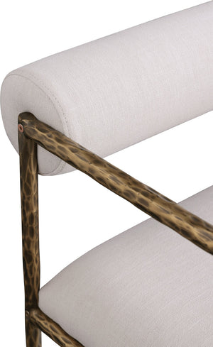 Meridian Furniture Axis Beige Linen Upholstered Dining Chair with Brushed Brass Iron Legs Modern Style 88097Beige-C