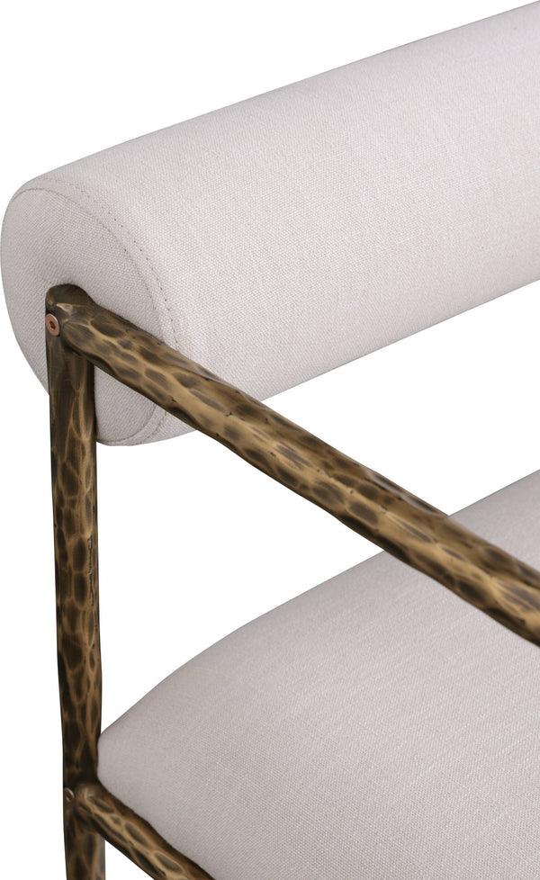 Meridian Furniture Axis Beige Linen Upholstered Dining Chair with Brushed Brass Iron Legs Modern Style 88097Beige-C