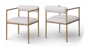 Meridian Furniture Axis Beige Linen Upholstered Dining Chair with Brushed Brass Iron Legs Modern Style 88097Beige-C