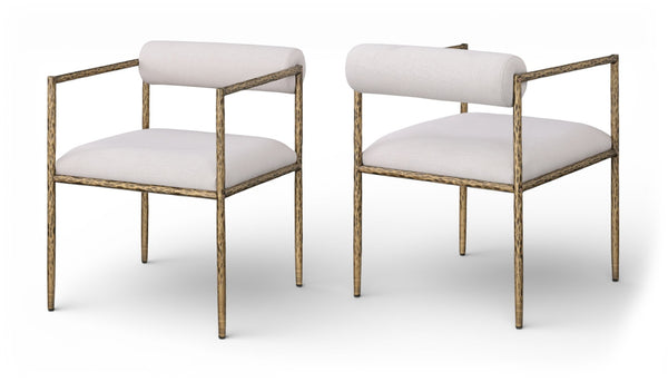 Meridian Furniture Axis Beige Linen Upholstered Dining Chair with Brushed Brass Iron Legs Modern Style 88097Beige-C