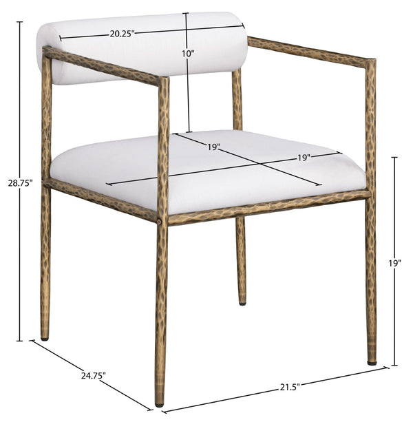 Meridian Furniture Axis Linen Upholstered Dining Chair with Brushed Brass Iron Frame for Modern Rooms 88097Cream-C