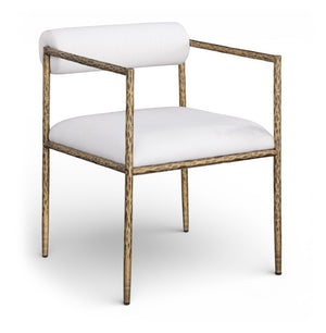 Meridian Furniture Axis Linen Upholstered Dining Chair with Brushed Brass Iron Frame for Modern Rooms 88097Cream-C