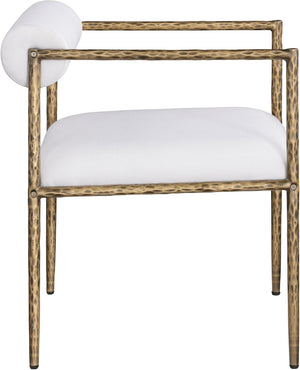 Meridian Furniture Axis Linen Upholstered Dining Chair with Brushed Brass Iron Frame for Modern Rooms 88097Cream-C