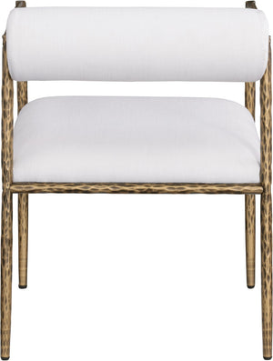 Meridian Furniture Axis Linen Upholstered Dining Chair with Brushed Brass Iron Frame for Modern Rooms 88097Cream-C