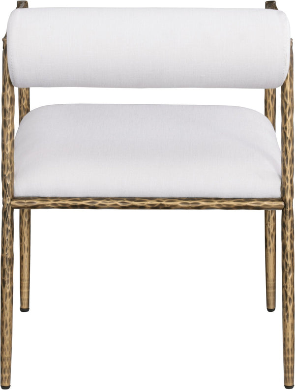 Meridian Furniture Axis Linen Upholstered Dining Chair with Brushed Brass Iron Frame for Modern Rooms 88097Cream-C