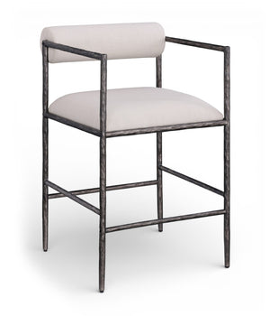Meridian Furniture Axis Upholstered Counter Stool with Iron Frame and Footrest for Kitchen Islands and Bars Beige Set A 88098Beige-C