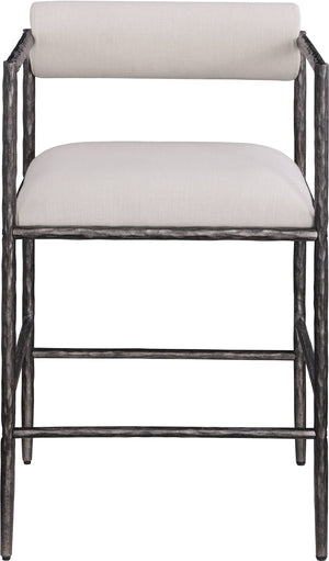 Meridian Furniture Axis Upholstered Counter Stool with Iron Frame and Footrest for Kitchen Islands and Bars Beige Set A 88098Beige-C