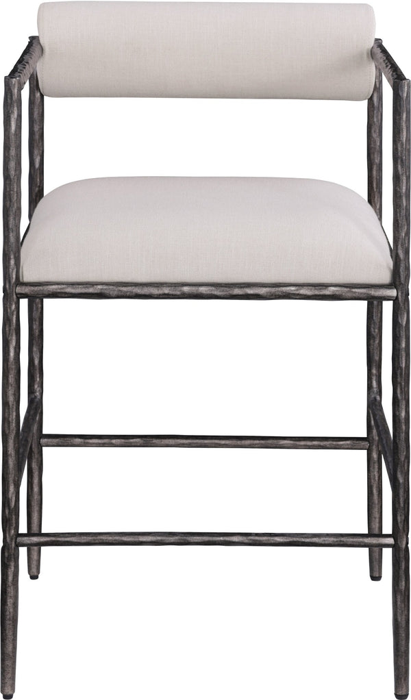 Meridian Furniture Axis Upholstered Counter Stool with Iron Frame and Footrest for Kitchen Islands and Bars Beige Set A 88098Beige-C