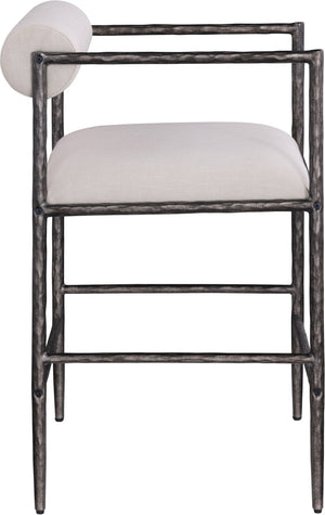 Meridian Furniture Axis Upholstered Counter Stool with Iron Frame and Footrest for Kitchen Islands and Bars Beige Set A 88098Beige-C