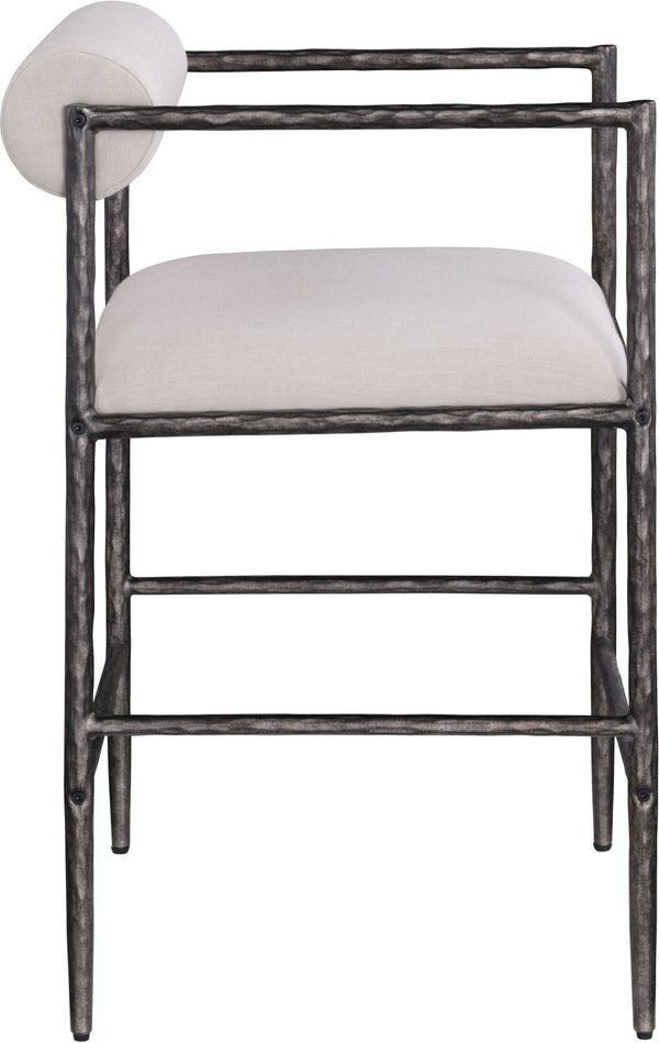 Meridian Furniture Axis Upholstered Counter Stool with Iron Frame and Footrest for Kitchen Islands and Bars Beige Set A 88098Beige-C