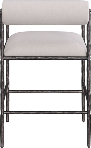 Meridian Furniture Axis Upholstered Counter Stool with Iron Frame and Footrest for Kitchen Islands and Bars Beige Set A 88098Beige-C