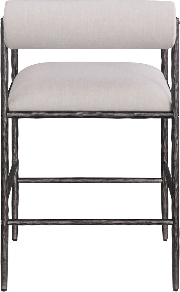 Meridian Furniture Axis Upholstered Counter Stool with Iron Frame and Footrest for Kitchen Islands and Bars Beige Set A 88098Beige-C