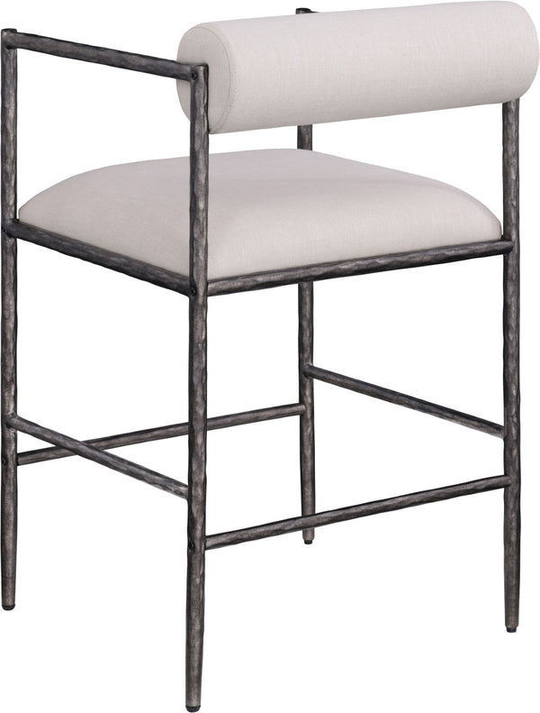 Meridian Furniture Axis Upholstered Counter Stool with Iron Frame and Footrest for Kitchen Islands and Bars Beige Set A 88098Beige-C