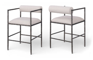 Meridian Furniture Axis Upholstered Counter Stool with Iron Frame and Footrest for Kitchen Islands and Bars Beige Set A 88098Beige-C