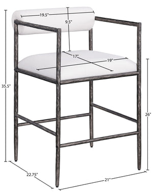Meridian Furniture Axis Upholstered Counter Stool with Iron Frame and Footrest for Kitchen Islands and Bars Cream Set A 88098Cream-C