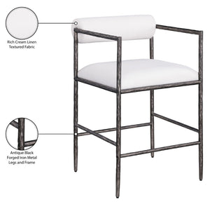 Meridian Furniture Axis Upholstered Counter Stool with Iron Frame and Footrest for Kitchen Islands and Bars Cream Set A 88098Cream-C