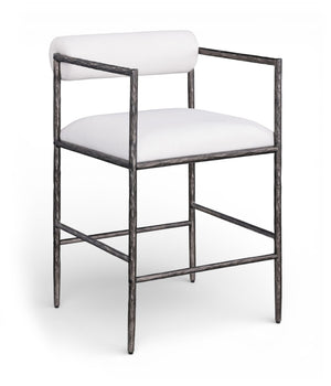 Meridian Furniture Axis Upholstered Counter Stool with Iron Frame and Footrest for Kitchen Islands and Bars Cream Set A 88098Cream-C