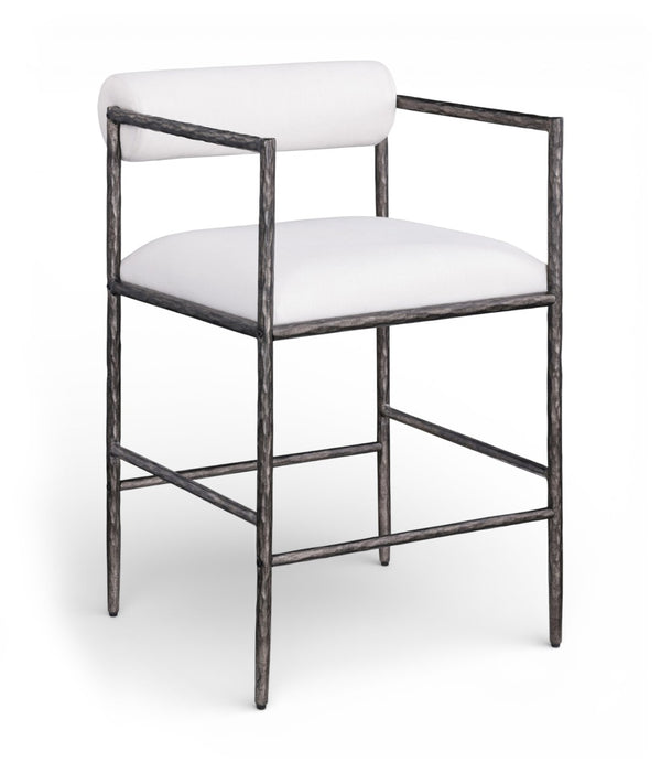 Meridian Furniture Axis Upholstered Counter Stool with Iron Frame and Footrest for Kitchen Islands and Bars Cream Set A 88098Cream-C
