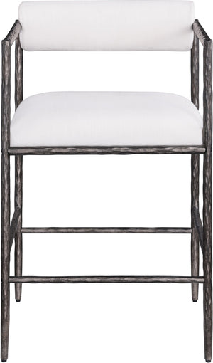 Meridian Furniture Axis Upholstered Counter Stool with Iron Frame and Footrest for Kitchen Islands and Bars Cream Set A 88098Cream-C