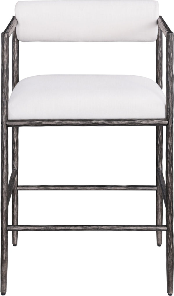 Meridian Furniture Axis Upholstered Counter Stool with Iron Frame and Footrest for Kitchen Islands and Bars Cream Set A 88098Cream-C
