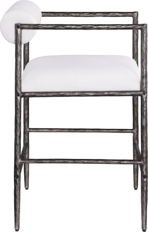 Meridian Furniture Axis Upholstered Counter Stool with Iron Frame and Footrest for Kitchen Islands and Bars Cream Set A 88098Cream-C