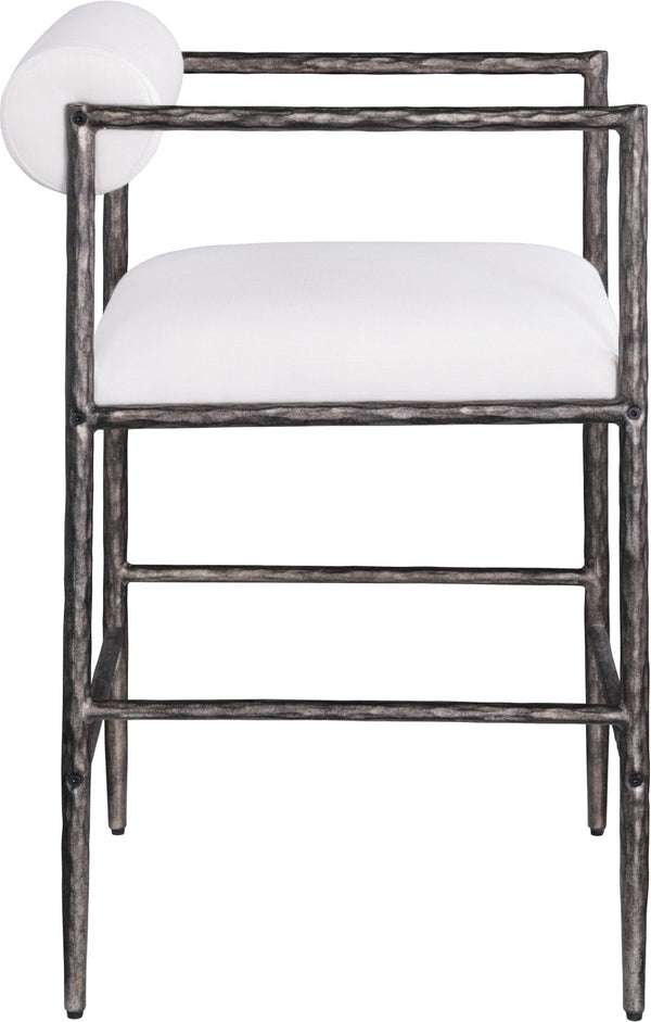 Meridian Furniture Axis Upholstered Counter Stool with Iron Frame and Footrest for Kitchen Islands and Bars Cream Set A 88098Cream-C